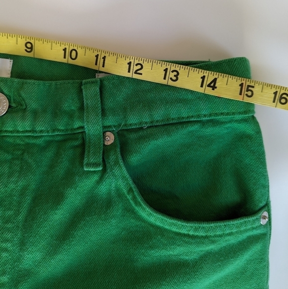 FRAME Le Slouch Mid-rise Straight Leg 5 Pocket Brushed Cotton Jeans, Apple Green - Picture 9 of 12